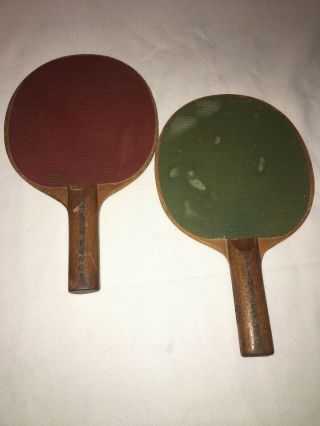 Rare Vintage Ping Pong Paddles Pair Registered Trademark Branded Brand