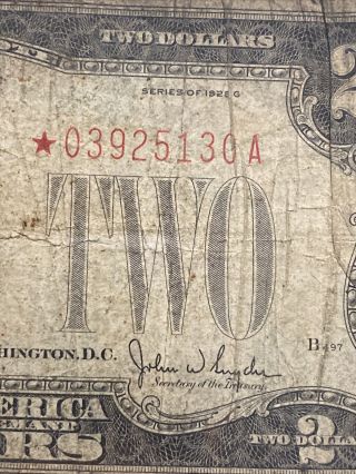 1928 G $2 Dollar Error Star Note Red Seal Rare！