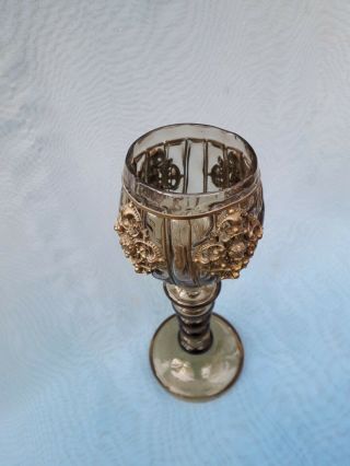 Vintage Ornate Brass and Glass Drinking Chalice / Goblet 2