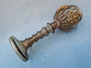 Vintage Ornate Brass and Glass Drinking Chalice / Goblet 3
