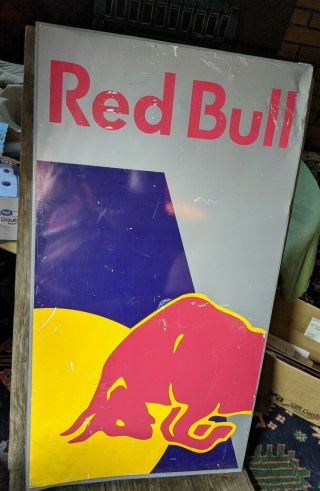 Rare Large 32 " Heavy Metal Red Bull Energy Drink Sign Vtg Store Door Display