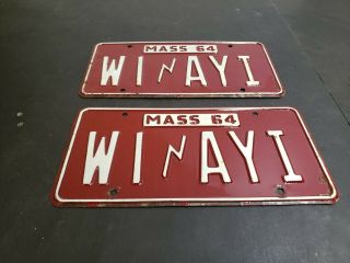 1964 Vintage Antique Ma License Plate Set Matched Pair W1ayi Amateur Radio Ham