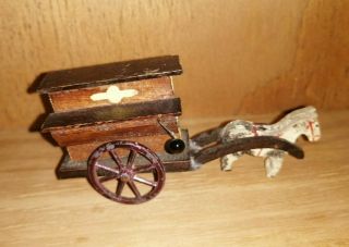 Antique/vintage Miniature Folk Art Wooden Horse Barrel Organ Model Toy