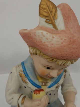 Bisque Vintage Piano Baby Little Boy Figurine Hand Painted Gold Accents 2