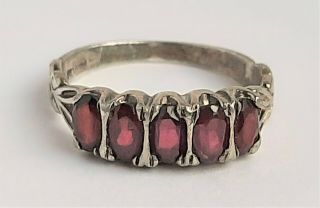Antique 925 Silver And Garnet Ring Size M