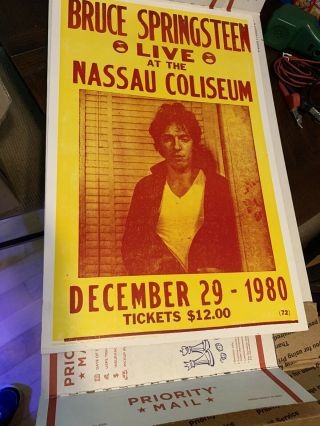 Bruce Springsteen Concert Poster,  1980 Rare Nassau Tour Screen Printed
