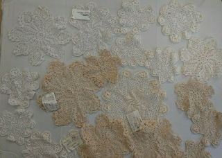 19 Assorted Cream And White Crochet Lace Doilies,  Slightly Vintage &.
