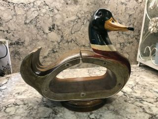 Antique Vintage Wooden Duck Bank Old 9 X 8 Inch Rare Solid Wood