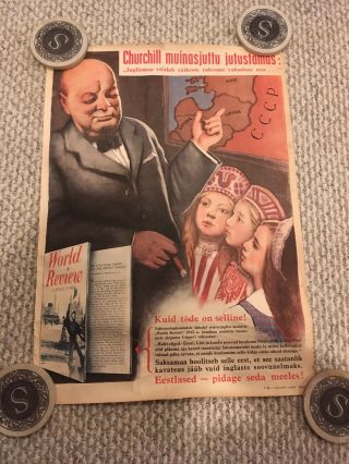 Wwii Nazi German Poster Anti Churchill Rare