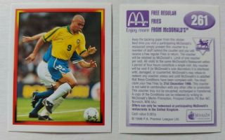 RONALDO Brazil RARE Merlin 1998 Premier League Sticker 261 2