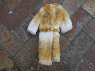 Vintage Barbie Light Brown & White Full Length Fur Coat