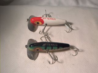 Vintage Plastic Musky Fishing Lure 2 Fred Arbogast Musky Jitterbugs