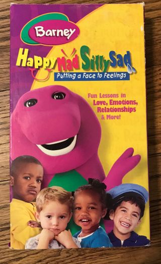 Barney: Happy Mad Silly Sad Vhs White Tape Educational Retro Rare