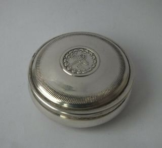 Egyptian 900 Standard Solid Silver Box C.  1990/ Dia 4.  5 Cm/ 18 G