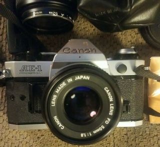 Rare Vintage Canon AE - 1 Camera With Lenses OSAWA MARK II 826M 50MM Lens 35mm NR 2