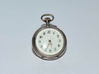 Antique Victorian (pre 1900) Ladies Pocket Watch.  Swiss.  Two Tone (silver,  Rose G)