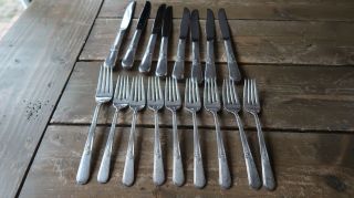 Vintage 1940s Holmes And Edwards 8 Salad Forks 1 Dinner Fork 8 Knives