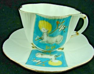 Antique Wileman Foley China,  Preston Guild 1902 Crested Tea Cup & Saucer Ex Cond