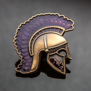 3d Antique Gold/purple Centurion Helmet Geocoin - Geocaching Roman - Sample