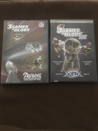 Newengland Patriots 3 Games To Glory 2002 1 & 3 Rare Oop I & Iii Bowl Dvds