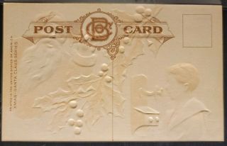 1909 MERRY CHRISTMAS SANTA CLAUS Talk w Boy Antique Wall Phone Embossed Postcard 2