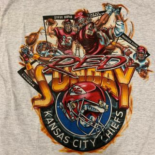 Vintage 90’s Kansas City Chiefs Red Sunday T Shirt Size Xl - Rare