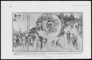 1902 Antique Print - London Crystal Palace Motor Cycle Races Tests Track (35)