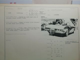 Chevrolet Corvette 1958 Rare Leaflet Brochure Insurance Data.
