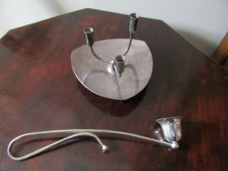 Vintage Angora Silver Plate Candle Holder And Snuffer