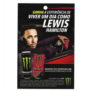 Rare Monster Energy Lewis Hamilton Portuguese Promo Flyer Photo F1 Memorabilia