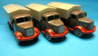 Wiking 1/87 Ho 3x Henschel Hs100 Brown/red Trucks Vintage 60 