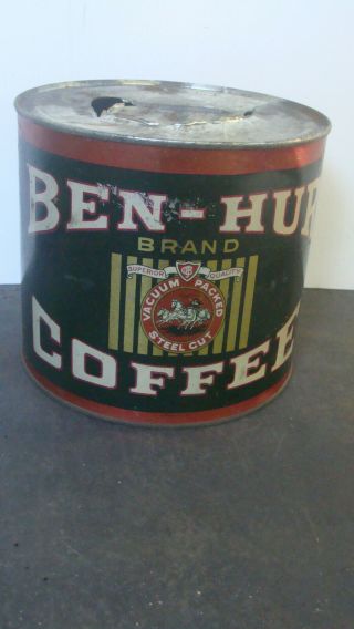 Rare Ben Hur 2 1/2 Pound Litho On Tin Coffee Can