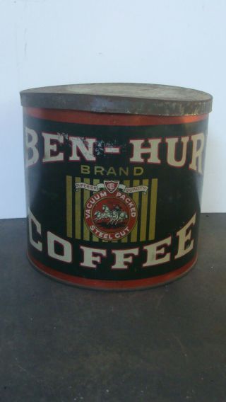 Rare BEN HUR 2 1/2 pound litho on tin coffee can 2