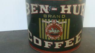 Rare BEN HUR 2 1/2 pound litho on tin coffee can 3