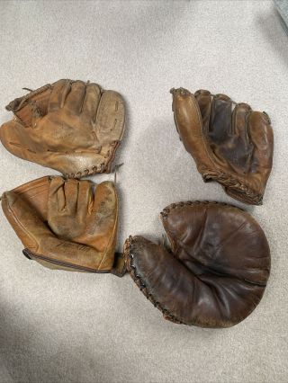 Antique Vintage Group Of 4 Youth Model Baseball Gloves Mitts