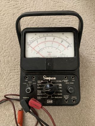 Vintage Simpson 260 Analog Volt Meter With Lead Probes - And