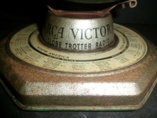 RARE Antique RCA Victor Radio Globe Trotter Advertising Radio Stations Globe HMV 2