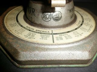 RARE Antique RCA Victor Radio Globe Trotter Advertising Radio Stations Globe HMV 3