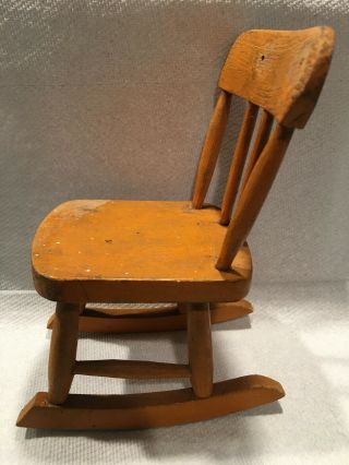 Antique Vintage Hand Crafted Wooden Miniature Spindle Doll Rocking Chair