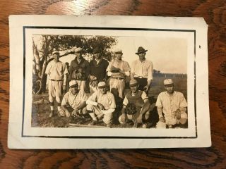 Antique Vintage 1920s Early Baseball Team Pinstripe Photo Snapshot Six Fingers