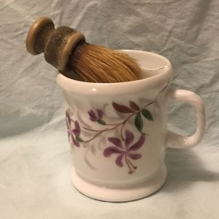 Antique Victorian Porcelain Shaving Mug Germany Mustache Hand - Painted W Brush