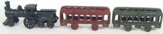 Kenton Antique Cast Iron Train Passenger Car Set