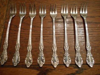 8 Rogers 1959 Grand Elegance Pattern Seafood Cocktail Forks Is Silverplate