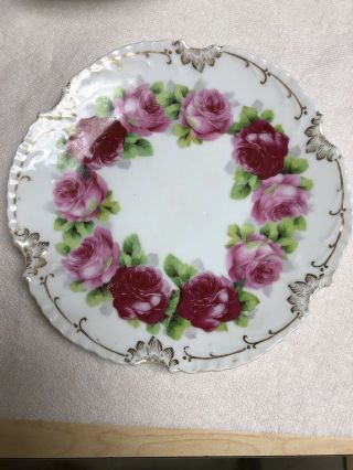 Z S & C Marseille Bavaria Scallop Edge Roses Hand Painted 9 " Cabinet Plate - B9