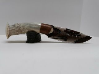 Rare Beauty & Quality Lace Obsidian Aged Antler Handle Knife Kenny Hull Talent