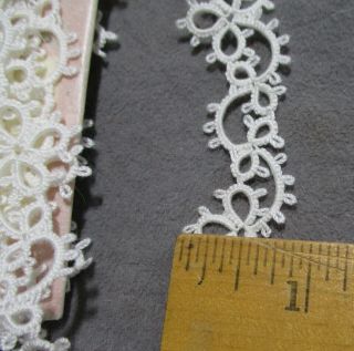 Vintage Hand Made Tatted Lace Trim - White Cotton - 3/4 " Wide By 10.  5 Yards Long