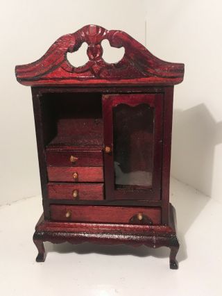 Vintage Dollhouse Miniatures Wooden Armoire W/ Moving Parts 54