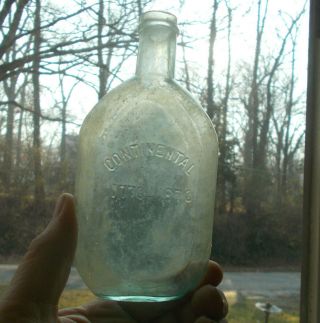 Continental 1776 - 1876 Rare Aqua 1/2 Pt Whiskey Flask Newark,  Ohio Star Glass Co
