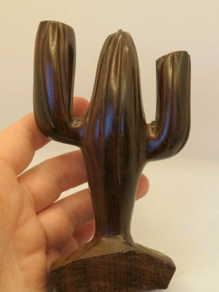 Vintage Hand Carved Wooden Cactus Sculpture Figurine Desert Art 6 Inches