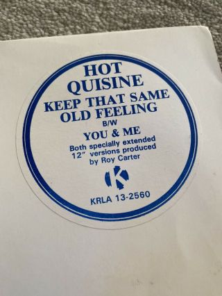 Keep That Same Old Feeling 12” Wl (hot Quisine - 1982) Krla 13 2560 Rare Vinyl